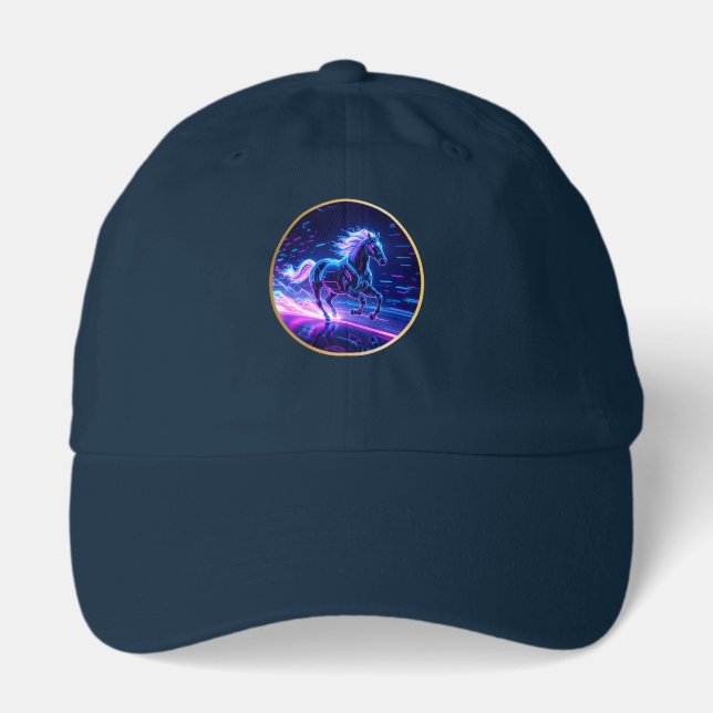 **Cyber Neon Horse – Futuristic Glow Art** Hat (Front)