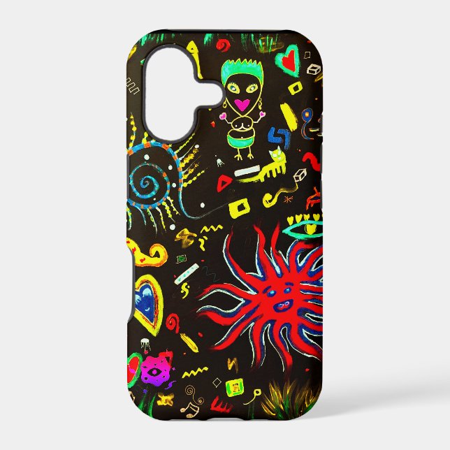Cyber Neon Scribbles Iphone Case (Back)