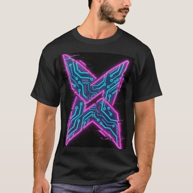 Cyber Neon X Circuit Board T-Shirt  (Front)