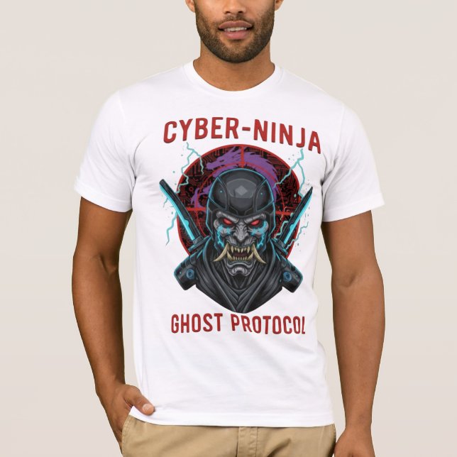 Cyber Ninja Ghost Protocol T-Shirt | Samurai Oni  (Front)
