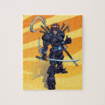 Cyber Ninja Jigsaw Puzzle<br><div class="desc">An original video game inspired illustration of a furturistic cyberpunk, ninja action hero! He's wearing a purple exoskeleton suit armor and wields a Murasame kitana amongst other weapons. This unique design was made specifically for Zazzle, featuring professional digital artwork and can be fully customized to add additional photos and text...</div>