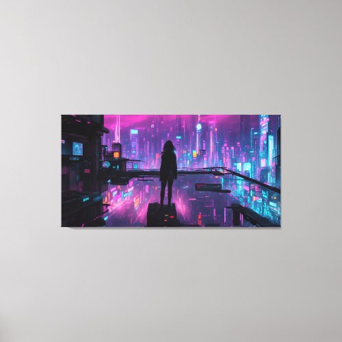 Cyber Noir Cyberpunk Night City Canvas Print