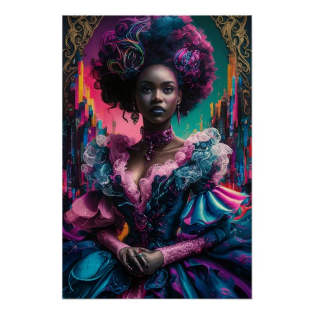  Cyber Nouveau African American Beauty Poster (Front)