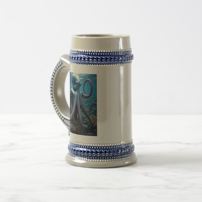 Cyber Octopus blue stein 2 sided (Front Left)