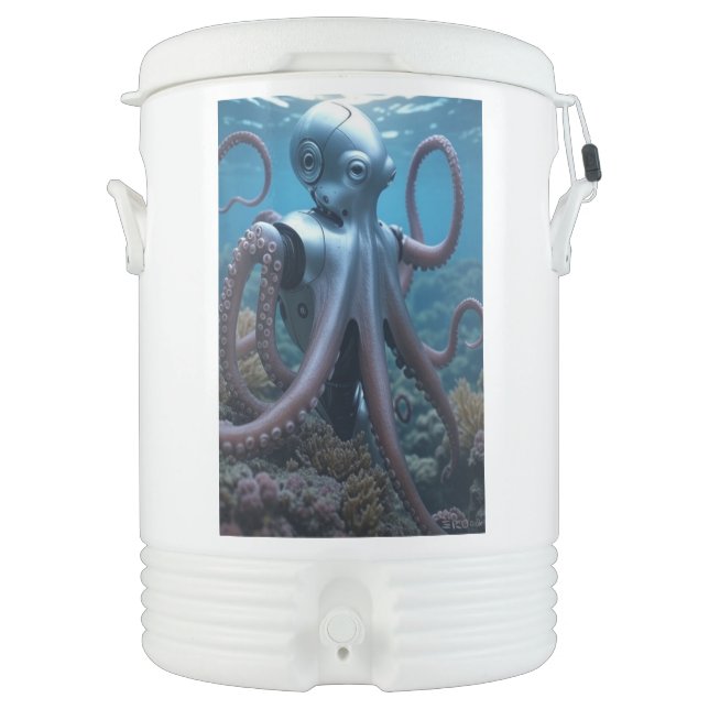 Cyber Octopus Igloo beverage cooler 10 gallon (Front)