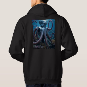 Cyber Octopus men black hooded sweatshirt back