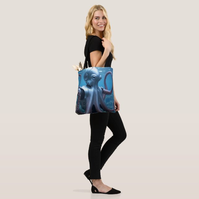 Cyber Octopus shoulder tote bag (On Model)