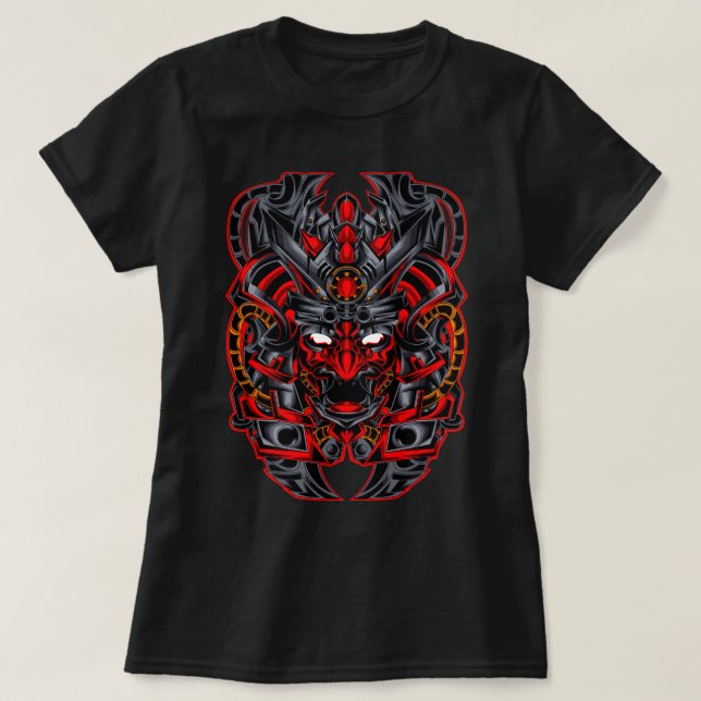 Cyber Oni Samurai Mask T-Shirt (Design Front)