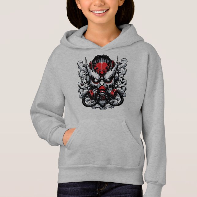 Cyber Oni: Smoke Warrior Mask Hoodie (Front)