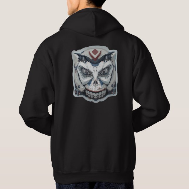 Cyber Oni: The Mecha Demon Face Hoodie (Back)