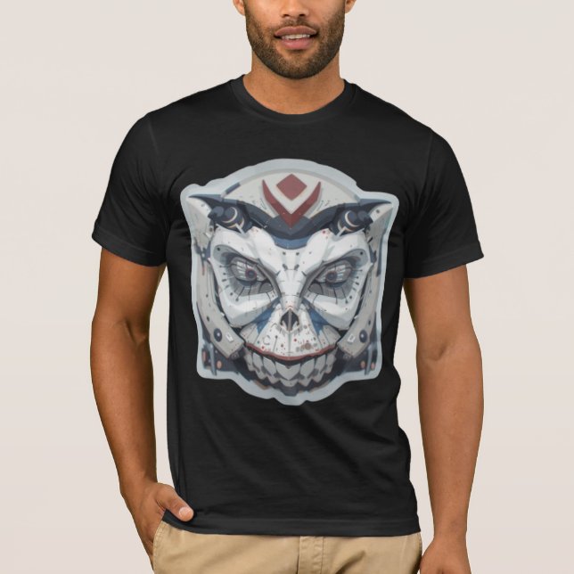 Cyber Oni: The Mecha Demon Face T-Shirt (Front)
