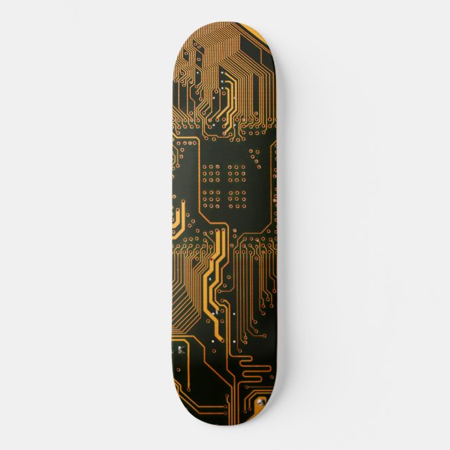 Cyber Orange PCB Circuit Board Trace Pattern Art (Front)