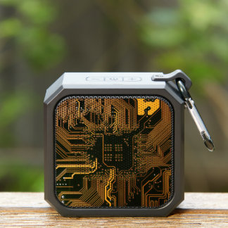 Cyber Orange PCB Circuit Board Trace Pattern Art Bluetooth Speaker
