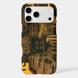 Cyber Orange PCB Circuit Board Trace Pattern Art iPhone 17 Pro Max Case