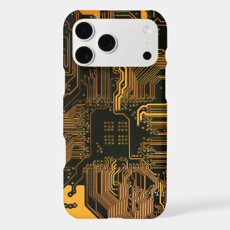 Cyber Orange PCB Circuit Board Trace Pattern Art iPhone 17 Pro Max Case