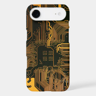 Cyber Orange PCB Circuit Board Trace Pattern Art iPhone 17 Air Case