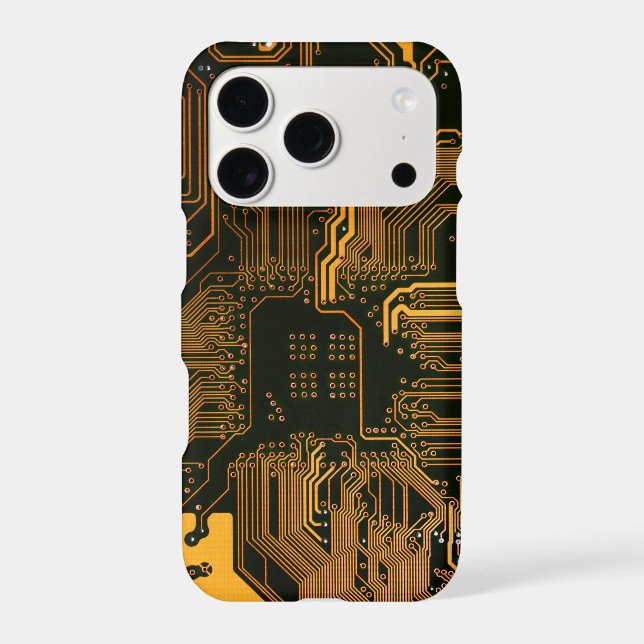 Cyber Orange PCB Circuit Board Trace Pattern Art Case-Mate iPhone Case (Back)