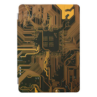 Cyber Orange PCB Circuit Board Trace Pattern Art iPad Pro Cover