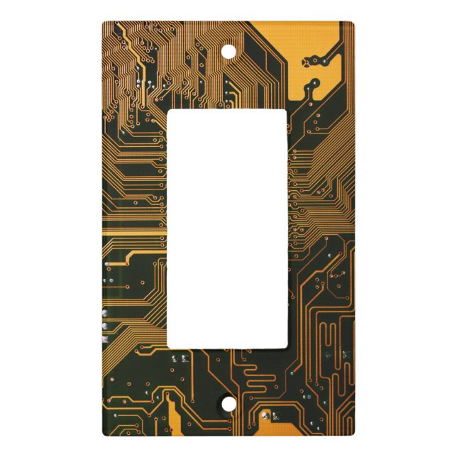Cyber Orange PCB Circuit Board Trace Pattern Art Light Switch Cover (Front)