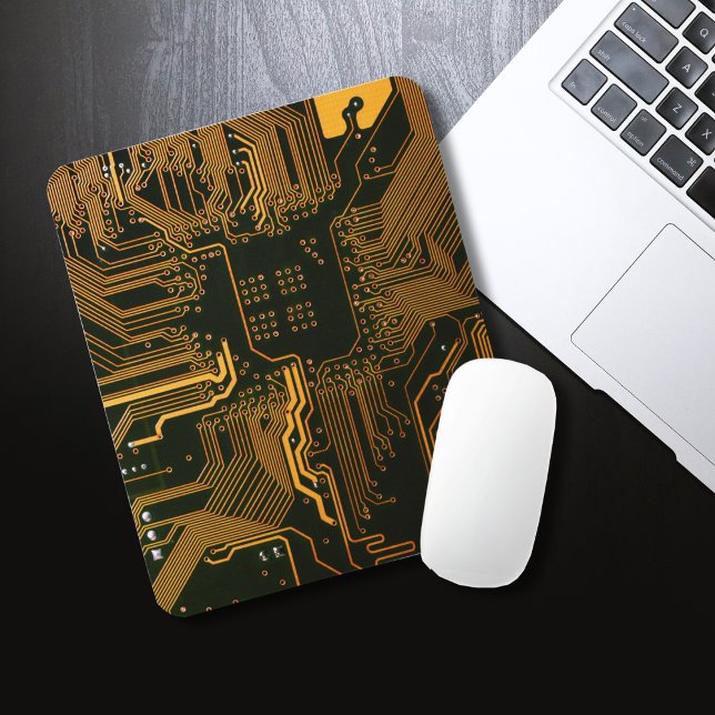 Cyber Orange PCB Circuit Board Trace Pattern Art Mouse Pad (Creator Uploaded)