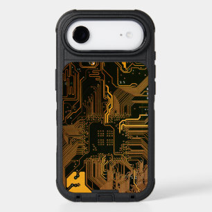 Cyber Orange PCB Circuit Board Trace Pattern Art iPhone 17 Air Case