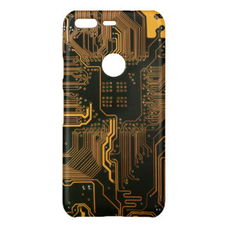 Cyber Orange PCB Circuit Board Trace Pattern Art Uncommon Google Pixel Case
