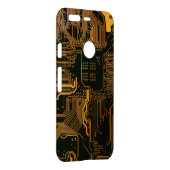 Cyber Orange PCB Circuit Board Trace Pattern Art Uncommon Google Pixel Case (Back/Right)