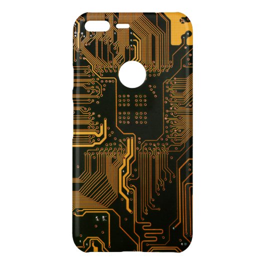 Cyber Orange PCB Circuit Board Trace Pattern Art Uncommon Google Pixel XL Case (Back)