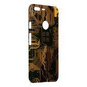 Cyber Orange PCB Circuit Board Trace Pattern Art Uncommon Google Pixel XL Case (Back/Right)