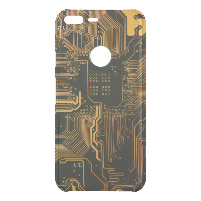 Cyber Orange PCB Circuit Board Trace Pattern Art Uncommon Google Pixel XL Case (Back)