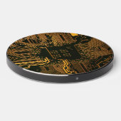 Cyber Orange PCB Circuit Board Trace Pattern Art Wireless Charger (Front 2)