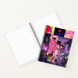 Cyber Pink Robot & Skateboard Notebook