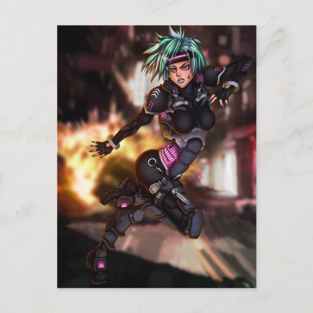 Cyber Police Girl Postcard (Front)