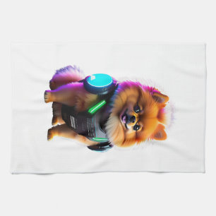 Cyber Pomeranian Explorer of the Future Kitchen Towel
