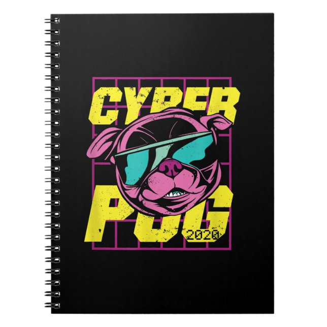 Cyber Pug 2021 Funny Dog Pug Design Notebook (Front)