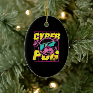 Cyber Pug Cool Pug Dog Ceramic Ornament