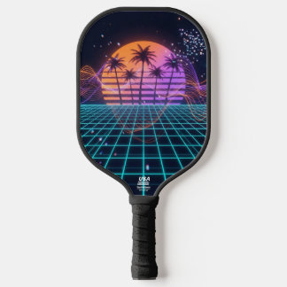 Cyber-Pulse Neon Soundwave Modern 80s  Pickleball Paddle
