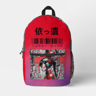 Cyber punk girl printed backpack