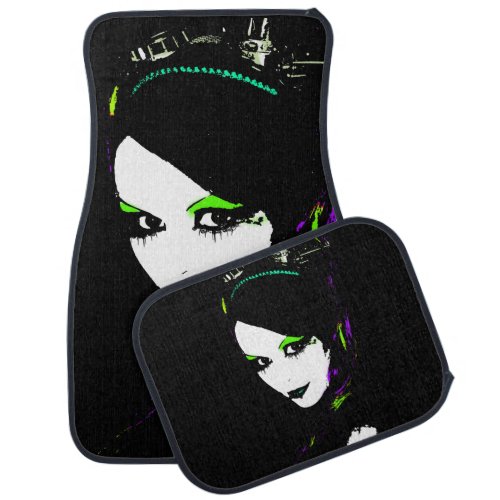 Cyber Rave Neon Goth Pinup Car Mats