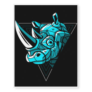 Cyber Rhino Punk   Art Rhino Lovers Gift Temporary Tattoos
