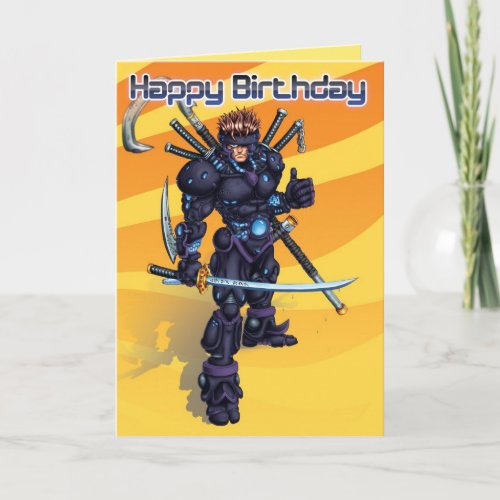 Cyber Samurai Birthday Card