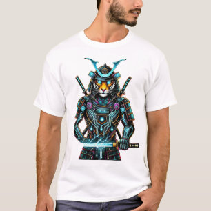 Cyber Samurai Tiger – Futuristic Warrior Art T-Shirt