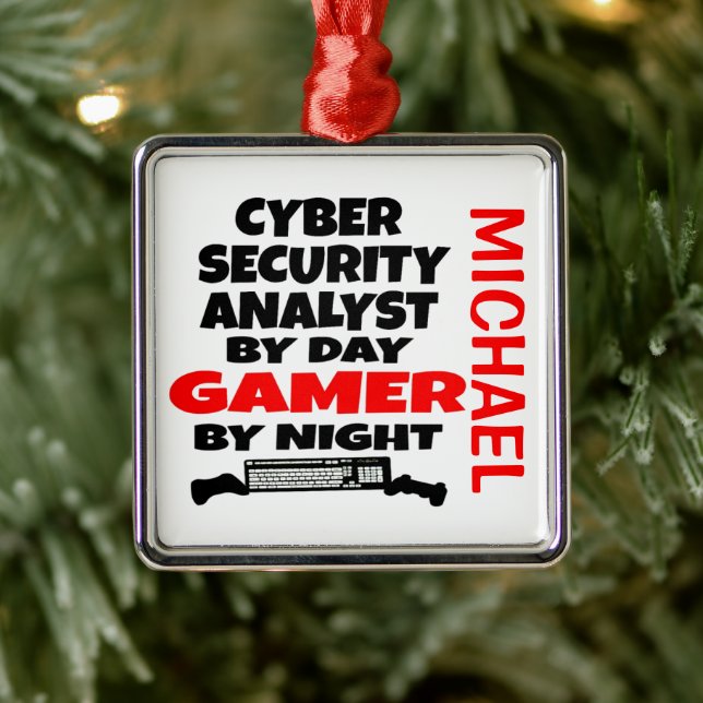 Cyber Security Analyst Loves Playing Video Games Metal Ornament (Tree)