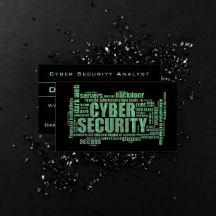 Cyber Security Analyst Professional Binary Green Business Card
