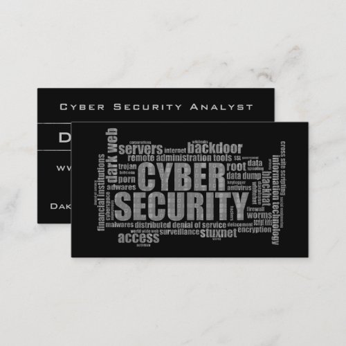 Cyber Security Analyst Professional Smoky Gray Business Card