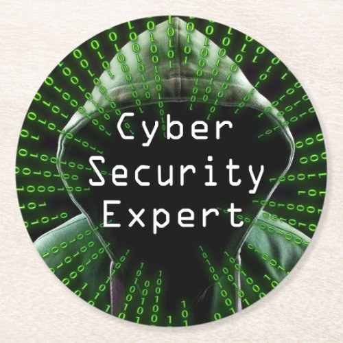 Cyber Security Business Expert Round Paper Coaster