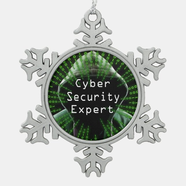 Cyber Security Business Expert Snowflake Pewter Christmas Ornament (Front)