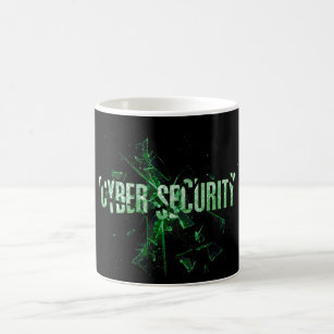 Cyber Security Cool Green Glass Typography Modern Coffee Mug