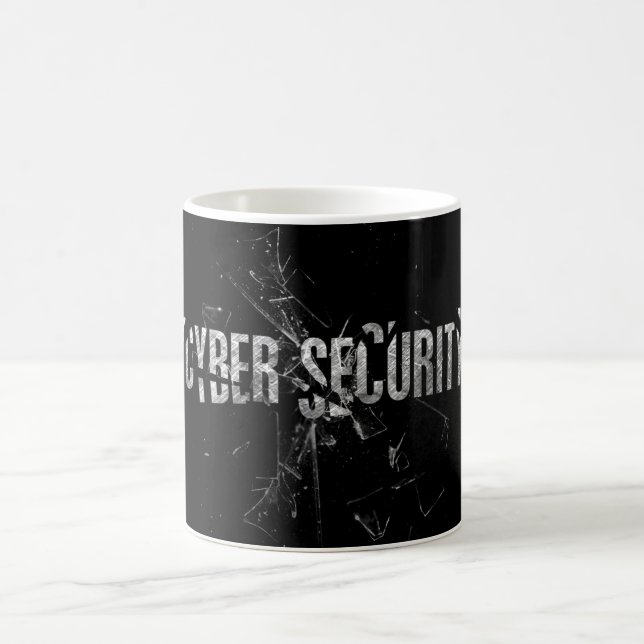 Cyber Security Cool Silver Glass Typography Modern Coffee Mug (Center)