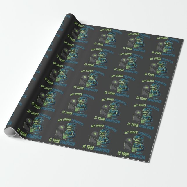 Cyber Security Hacker Computer Admin Programmer Wrapping Paper (Unrolled)